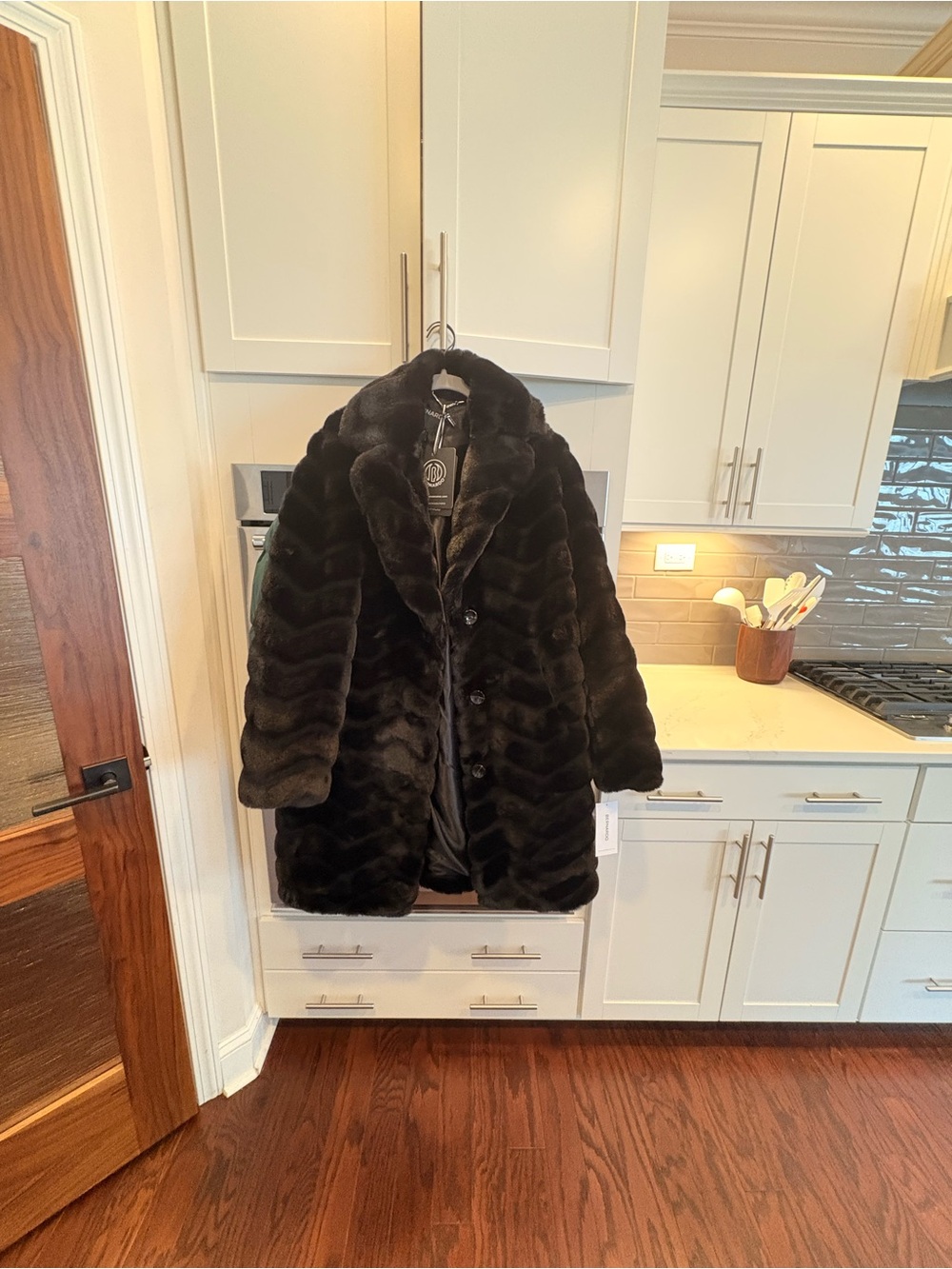 Bernardo Black Faux Fur Teddy Coat